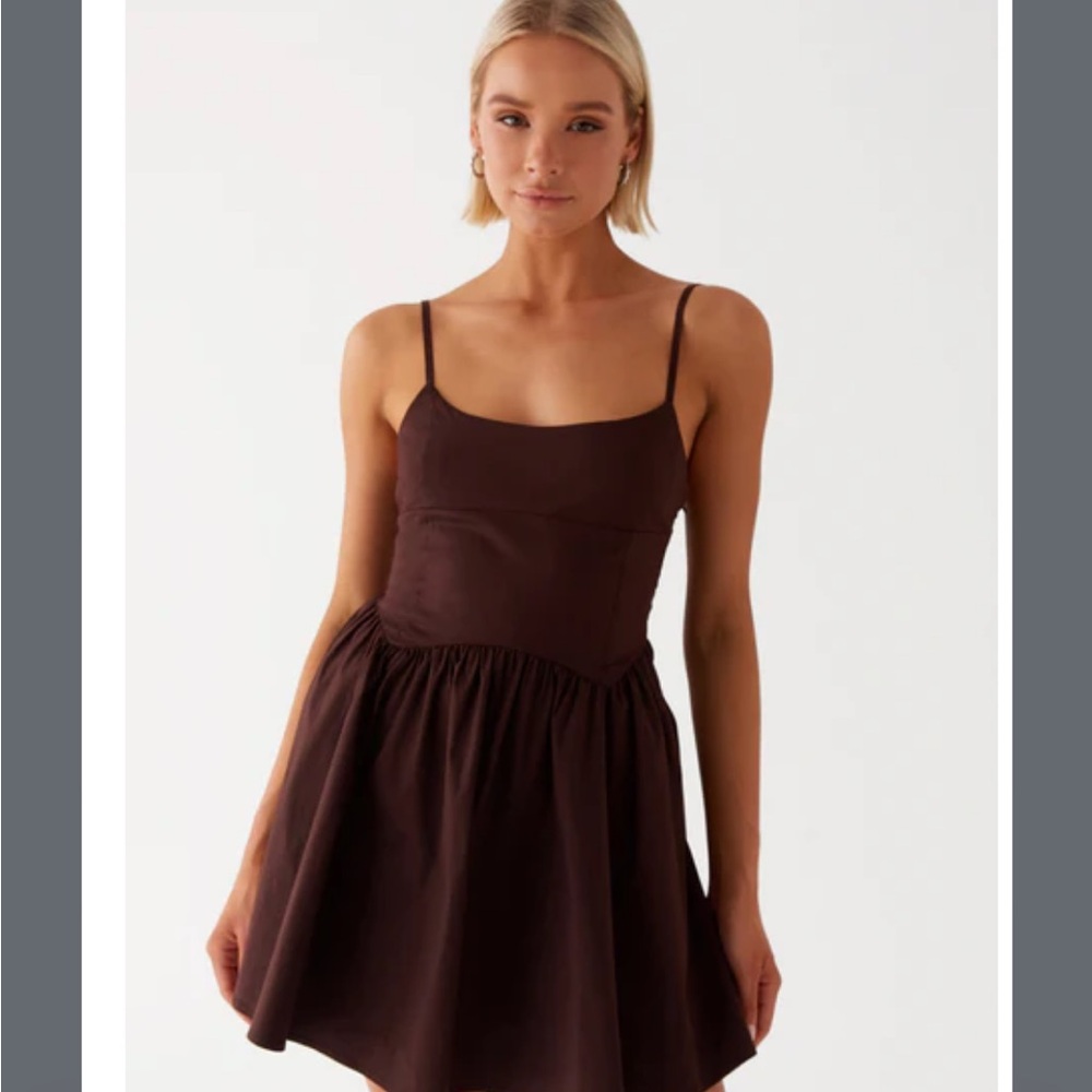 PEPPERMAYO Tesoro Elegant Brown Spaghetti Strap Dress - Size 5